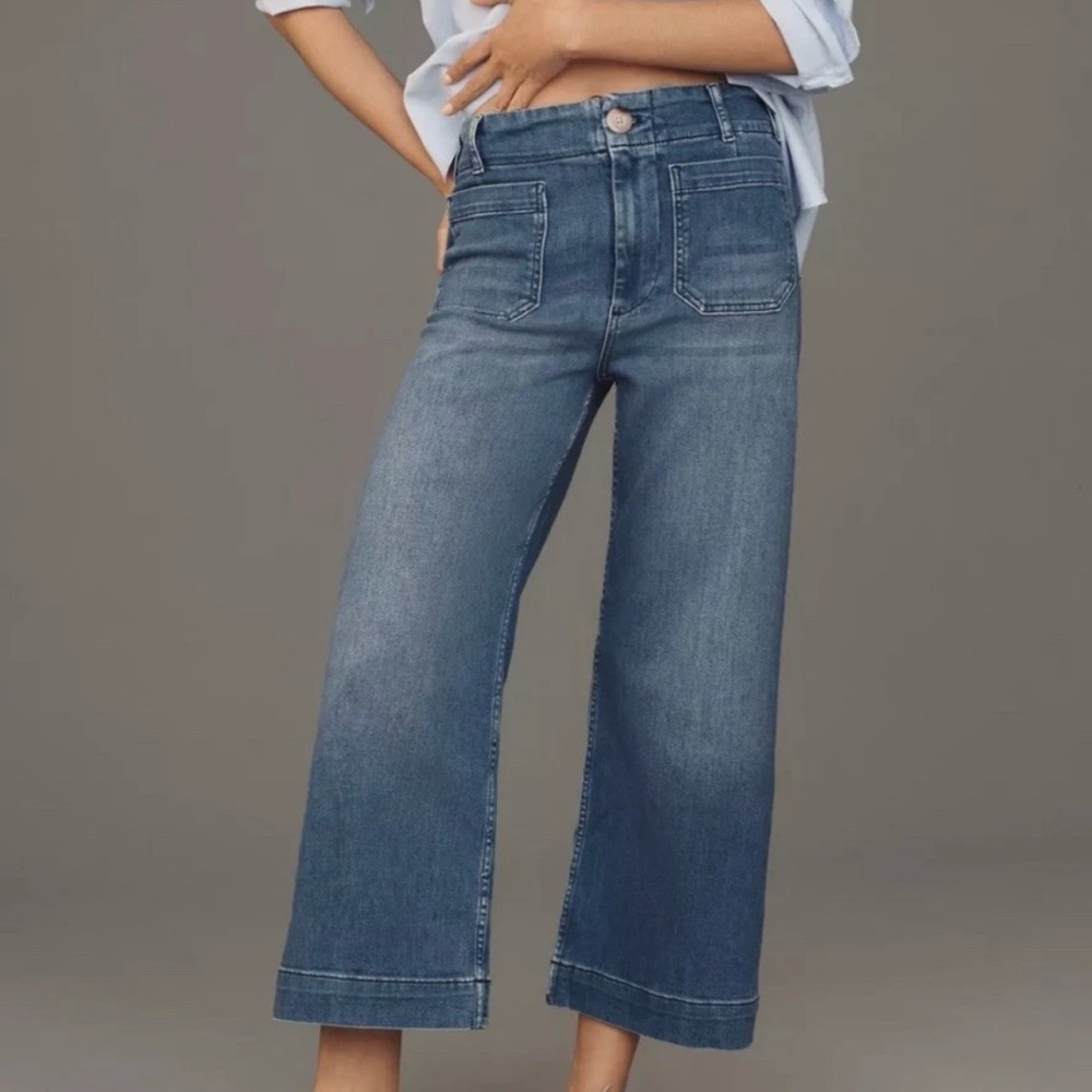 Anthropologie Blue Wide Leg Jeans